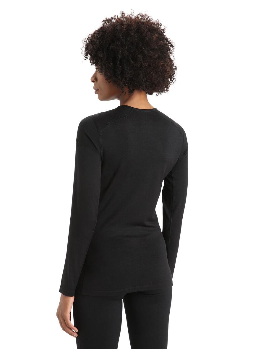 Une pièce Icebreaker Merino 200 Oasis Long Sleeve Crewe Thermal Top Femme Noir | FR 1768HAPK